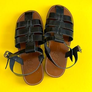 J. Crew NEW 7.5W black spazzolato leather fisherman sandals - Made in Italy